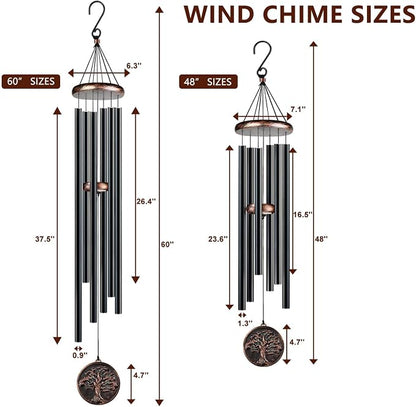 60 Inch Large Wind Chimes for Outside, Deep Tone Tree of Life Decor | Deep relaxing tones, 60-inch size, weather-resistant aluminum, Tree of Life design, gift boxed and ready to hang