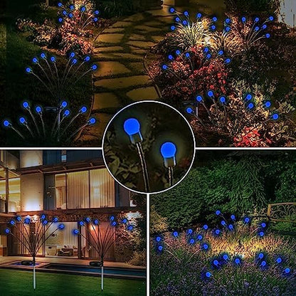 6 Pack Solar Firefly Lights Outdoor Swaying Garden Decorations 48 LED Blue | 2 Lighting Mode, Auto On/Off, Sway with Wind, Waterproof Solar lights Outdoor for Walkway Yard Terrace Holiday Decorations