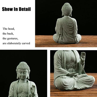 fazhongfa Mini Buddha Statue 4.7 Inch Natural Stone Handmade Buddha Sculptures Creative Zen Garden Aquarium Fish Tank Decorations Home Decor to Friend Family Mom Father as Gift (Meditation)