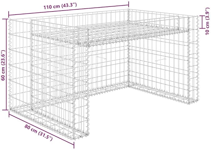 vidaXL Robot Mower Garage, Automower Cover with Gabion Raised Bed, Robot Mower Shelter, Robotic Lawnmower House for Outdoor Patio Porch, Steel Wire