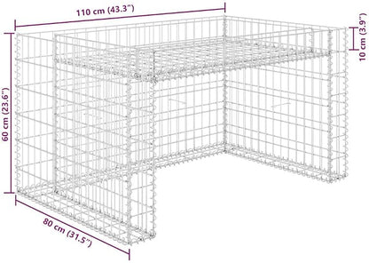 vidaXL Robot Mower Garage, Automower Cover with Gabion Raised Bed, Robot Mower Shelter, Robotic Lawnmower House for Outdoor Patio Porch, Steel Wire