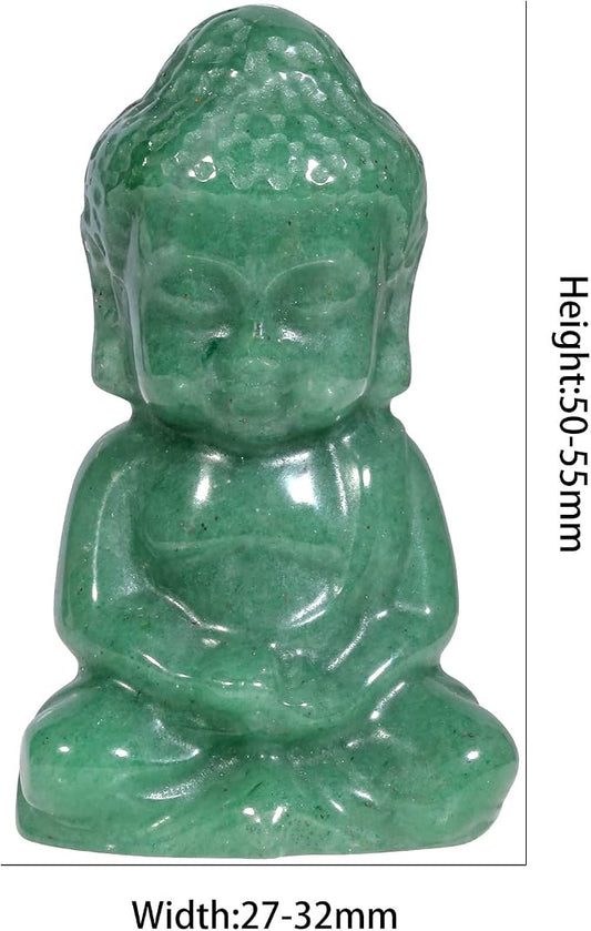 Rockcloud Handcarved Green Aventurine Pocket Stone Baby Buddha Statue | for Home Decoration Zen Garden Spiritual Feng Shui Figurine