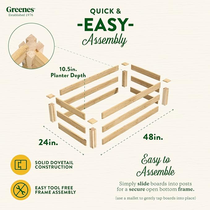 Greenes Fence Premium Cedar Raised Garden Bed, 2' x 4' x 10.5" (3/4" Thick) (2-Pack) - Made in USA with North American Cedar