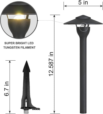 Low Voltage Pathway Lights LED Landscape Lights, 4.5W 12V AC/DC, 3000K Warm White, Cast-Aluminum, IP65 Waterproof, ETL Listed, for Yard, Walkway, Garden, 8 Pack