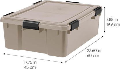 IRIS USA 4-Pack Gasket Box, 41 Quart Weather-Resistant Storage Bins with Latching Lids,Heavy-Duty Organizing Containers for Closet, Bathroom, and Office -