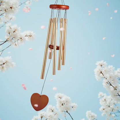 Wind Chimes for Outside – 25.5" Aluminum Windchimes Outdoors for Garden, Patio Decor, Memorial Gifts for Mom, Sympathy Gift for Loss of Loved One, Sister Gifts for Birthdays, Mother's Day(Gold)