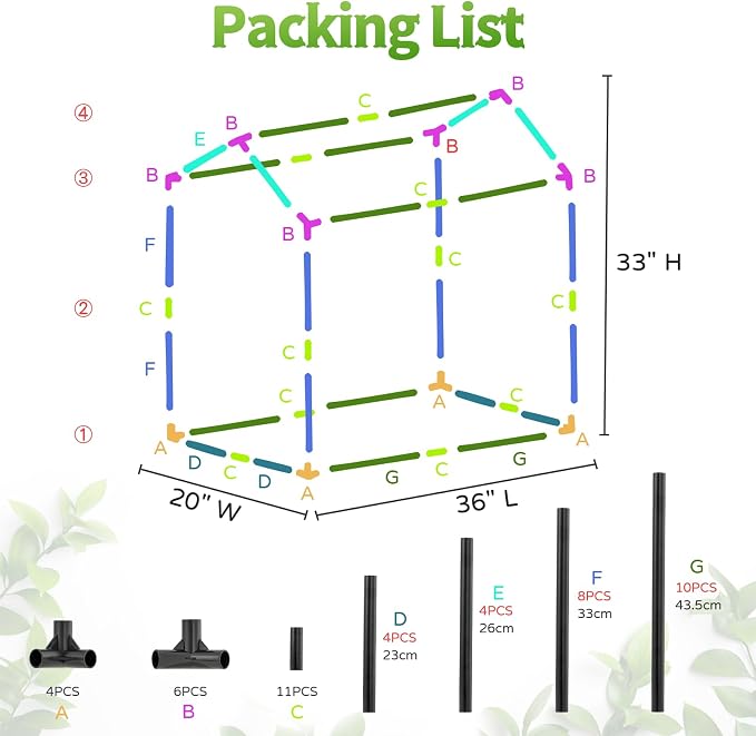 Mini Greenhouse with LED Grow Light & Timer, 36"×20"×33" Portable PE Plant Tent for Indoor Seed Starting, Balcony, Garage & Small Space Gardening
