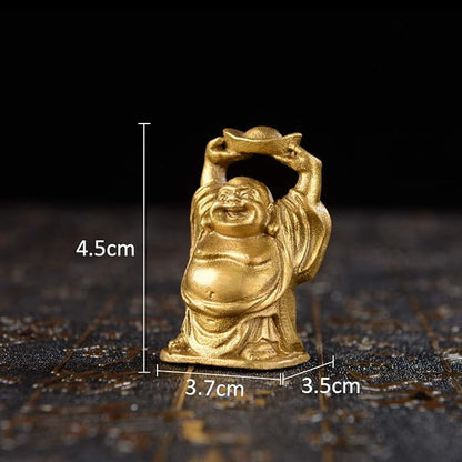 BRABUD Brass Laughing Buddha Figurines Lucky Happy Buddha Statue-2'' Set of 6 Gift