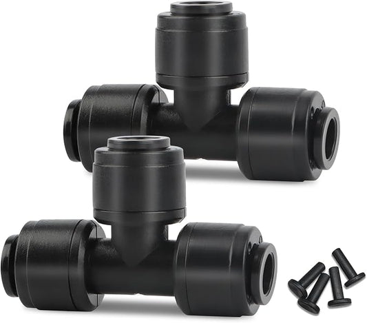 Kalolary 30 PCS Quick Connect 1/4" Drip Irrigation Tee Fitting, Universal Barbed Tee Connector for 1/4" Irrigation Tubing Leak Free Fittings for Sprinkler Drip Irrigation System (Include 4pcs Plugs)