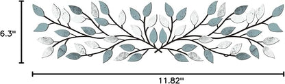 Hotop 2 Pieces Metal Tree Leaf Wall Decor Vine Olive Branch Leaf Wall Art Wrought Iron Scroll Sculptures Above the Bed, Living Room, Outdoor Decoration(Fresh Style,Fresh Color)