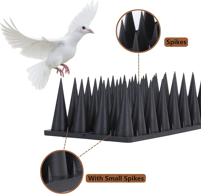 Bird Spikes, 9 Pack Bird Deterrent for Outside, Pigeon Spikes to Keep Raccoon Squirrel Cats Woodpeckers Away, for Fence Garden Roof Yard(8.4Feet)