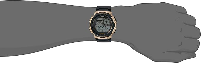 Casio AE1000W Series | Men’s Digital Watch | 100M WR | Multi Alarms | 100 SEC Stopwatch | Countdown Timer | World Map for World Time | LED Light | LC Analog Display | 10 Year Battery
