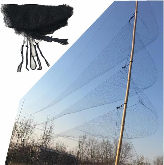 Mist Net Deep Pockets Nylon 110/2D 15mm Mesh Size Bird Netting,Invisible Net,Anti Wind System,Airport Bird Prevention (10x50 ft)
