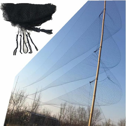 Mist Net Deep Pockets Nylon 110/2D 15mm Mesh Size Bird Netting,Invisible Net,Anti Wind System,Airport Bird Prevention (10x10 ft)