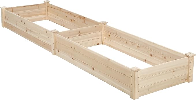 Incbruce 95x24x10 in Wooden Raised Garden Bed Planter, Bolt Assembly Elevated Flower Bed Boxes Kit for Vegetable Flower Gardening, Natural