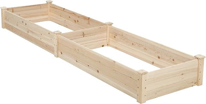 Incbruce 95x24x10 in Wooden Raised Garden Bed Planter, Bolt Assembly Elevated Flower Bed Boxes Kit for Vegetable Flower Gardening, Natural
