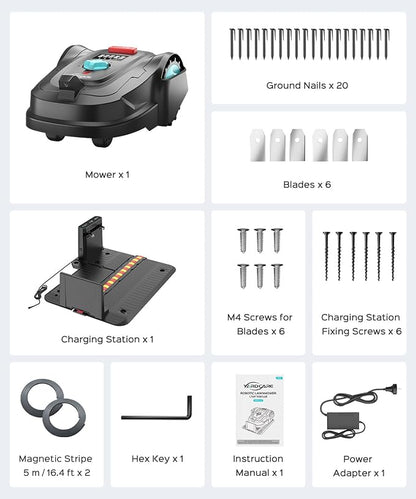 YARDCARE 2026 New M800Plus Robot Lawn Mower, GPS & 3D Vision, with 32.8 ft Magnetic Stripe, Obstacle Avoidance, Auto-Charging, APP Control, Bow-Shaped Mowing for Lawns up to 8611 sq.ft (Dark Black)