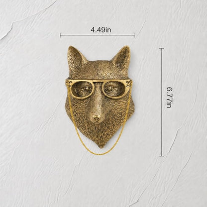 UITWMKTG Gold Animal Head Wall Decor Wall Sculpture Home Decor Statue for Living Room Office Bedroom Modern Decor for Men Women Fox
