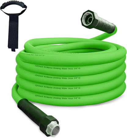 Cupohus Heavy Duty RV Water Hose 25FT, 5/8" Extra Thick Wall Drinking Water Hose, Crush Proof & Abrasion Resistant, Kink Free Hot & Cold Weather with Storage Bag for Camper Marine