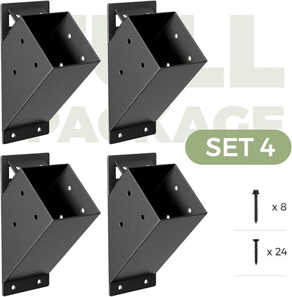 4 Pcs Pergola Brackets, 45-Degree Angle Bracket, Fit for 4''x4'' Wood Posts, Specially for Reinforcing Pergolas and Gazebos Garages, Tree Houses, Patios, Lawns, Cabins, Yards,…