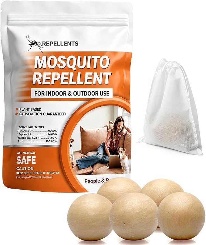 SCFKAOF Mosquito Repellent Outdoor Patio, Mosquito Deterrent for Yard, Indoor Mosquito Repellent Balls, Mosquito Repeller for Patio, Keep Mosquito Away, Covers 120 Sq. Ft, 60 Days Protection-5 Packs
