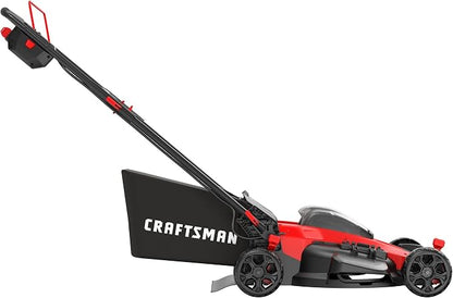 CRAFTSMAN V20 20 in Lawn Mower, 2 x 5Ah Batteries and 2 Chargers Included, High Effeciency Brushless Motor, Push Mower, Up to 50 Min of Runtime, Lightweight, Grass Bag, Low Profile (CMCMW220P2)