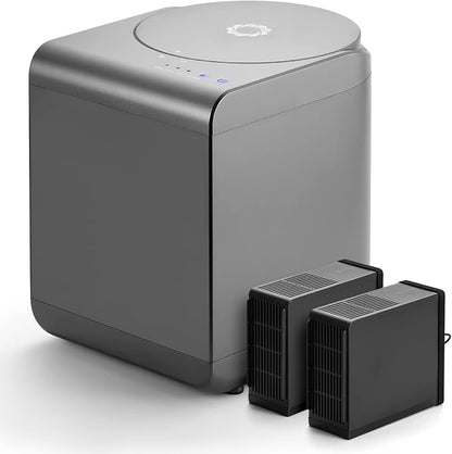 Airthereal Revive Electric Kitchen Composter, SHARKSDEN Tri-Blade, Turn Food Waste and Scraps into Dry Compost Fertilizer for Plants, R500 Gray
