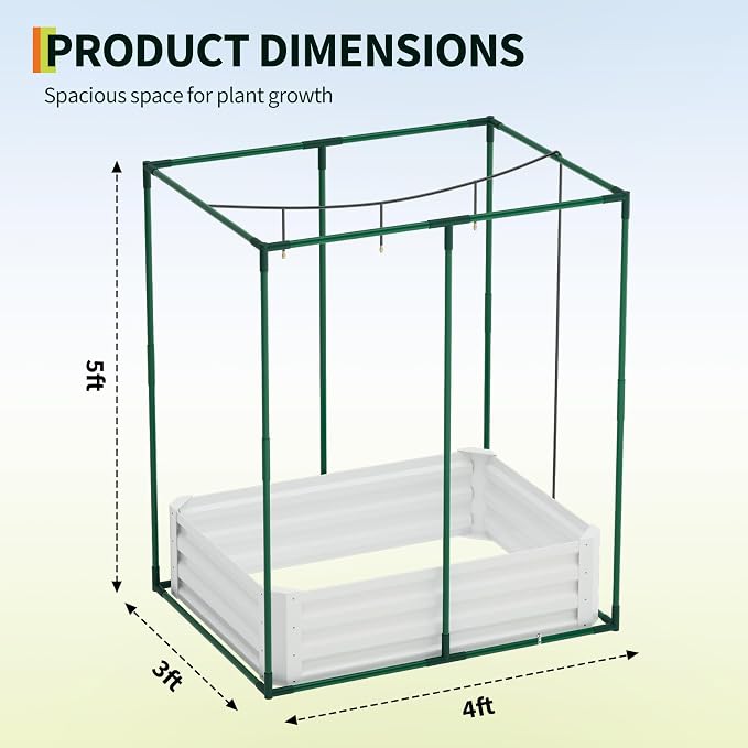 Garvee Galvanized Raised Garden Bed with Self Watering System & Mesh Cover | Large Metal Outdoor Planter Garden Boxes for Vegetables Herbs Flowers, with Top Sunshade Net, 4x3x1 FT