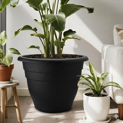 RooTrimmer 6 Pack 20 Inch Large Plant Pots Outdoor,Heavy Duty Plastic Planters with Drainage Holes,Lightweight Black Flower Pots for Indoor Outdoor Plants,Patio,Garden & Trees