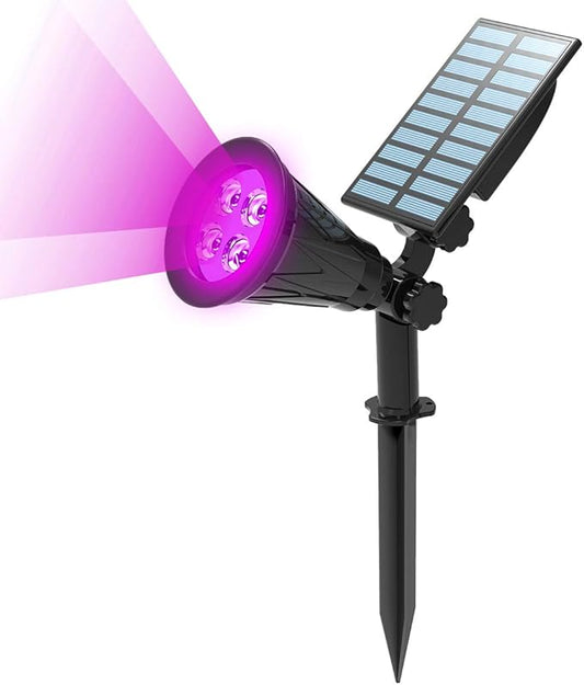 T-SUN Solar Spotights, 4 LED Waterproof Outdoor Solar Landscape Spot Lights, Dusk to Dawn 180 Angle Adjustable Solar Lights for Tree, Patio, Yard, Garden, Driveway, Stairs, Pool Area(Purple-1Pack)