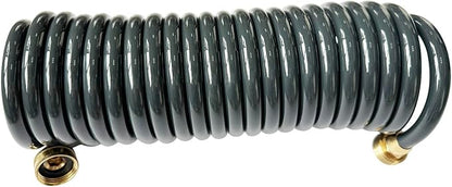 SANFU PU Recoil Garden Water Hose 3/8"ID x 20FT Premium With 3/4"Inch Brass Fittings Retractable, Swivel Female, Outdoor Patio Hose Marine&Boat, Gray(20')