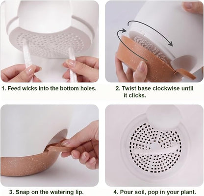 Plant Pots for Indoor 9/8/7/6.5/6/5 Inch, Self Watering Planter Pots with Drainage Holes and Saucers, 6Pcs Plastic Flower Pots for Indoor & Outdoor Plants（White）