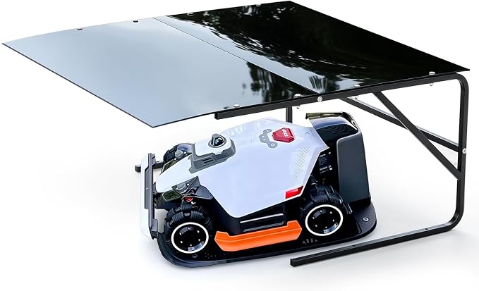 Robot Mower Garage, Protective Cover for All Robotic Lawn Mowers | High Strength Steel Structure+Black PC Material, UV Protection Waterproof, Universal Fit Robot Mower shelter（Large Size）