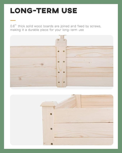 Raised Garden Bed Elevated Wood Planter Box Outdoor and Indoor Planter Box 96Lx24.5Wx10.5H Patio Garden Grow Bed for Vegetable Flower