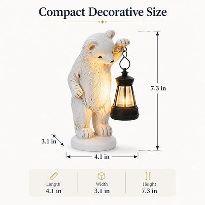 mocosa Solar Garden Statues Bear and LED Lights Birthday Gifts for Women Mom Grandma Solar Outdoor Cat Decor for Outside,Outdoor Solar Lights for Yard, Garden and Patio, Unique Gift for Women