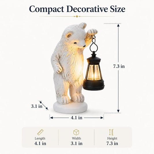 mocosa Solar Garden Statues Bear and LED Lights Birthday Gifts for Women Mom Grandma Solar Outdoor Cat Decor for Outside,Outdoor Solar Lights for Yard, Garden and Patio, Unique Gift for Women