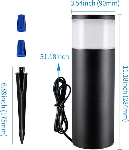 5CCT Low Voltage Bollard Pathway Lights, 4.5W 320LM 12-24V AC/DC | Aluminum Waterproof Outdoor Landscape Path Light, Glass Head 4FT Corded with IP65 Wire Nuts, 4Pack 1800/2200/2700/4000/5000K