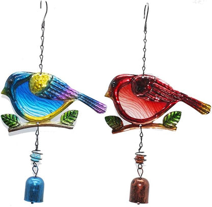 Bird Garden Wind Chime,Garden Chimes for Outside and Indoor,Creative Design Portable Metal Glass Wind Chime Suitable for Home Garden Decoration (A2)
