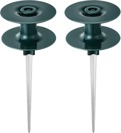 Chumia 2 Pieces 10 Inch Garden Hose Guide Spike, Zinc Coated Rustproof Heavy Duty Metal Stake, Sturdy Top, Keeps Garden Hose Out of Flower Beds, Guard for Yard Plant Protection (Dark Green)