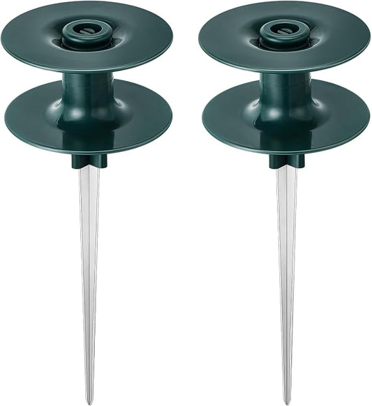 Chumia 2 Pieces 10 Inch Garden Hose Guide Spike, Zinc Coated Rustproof Heavy Duty Metal Stake, Sturdy Top, Keeps Garden Hose Out of Flower Beds, Guard for Yard Plant Protection (Dark Green)