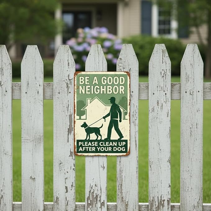 Garden Decor Dog Poop Sign Clean Up After Your Dog Yard Wall Art | Pet Owners • Lawn Walkway Display • Garden Theme • Neighborhood Reminder • UV Printed • 8x12 Inch