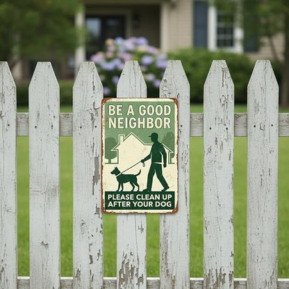 Garden Decor Dog Poop Sign Clean Up After Your Dog Yard Wall Art | Pet Owners • Lawn Walkway Display • Garden Theme • Neighborhood Reminder • UV Printed • 8x12 Inch