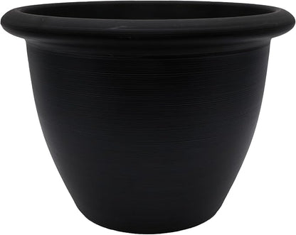 The HC Companies Sevilla Flower Planters - Durable Outdoor & Indoor Planter - Round Lightweight Self Watering Plant Pots for Herbs & More (14" Black, Pack of 1)