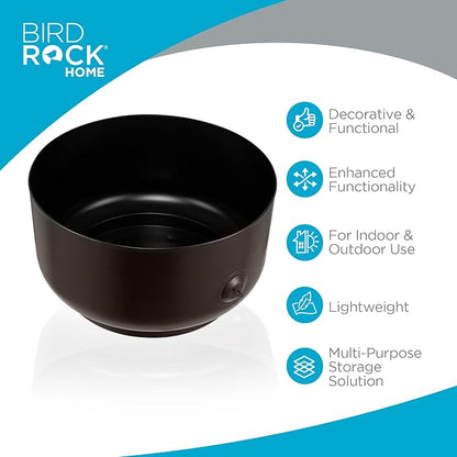 BIRDROCK HOME Decorative Footed Water Hose Holder Pot - Ground Garden Hose Box - Steel - Powdered Coated - Embossed - Steel Metal Hider - Outdoor or Indoor Use (Oil Rubbed Bronze)