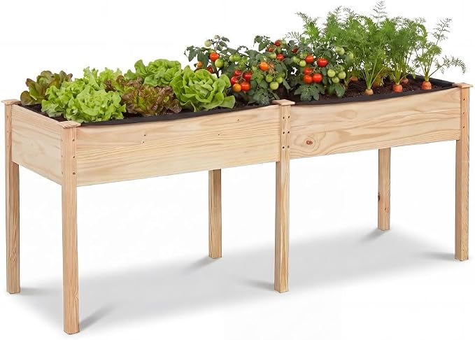 Giantex Raised Garden Bed, Elevated Wood Planter Box with Drain Hole, Gardening Planter Raised Bed for Planting Vegetables Flowers Succulents Herbs,73" Lx23 Wx30 H