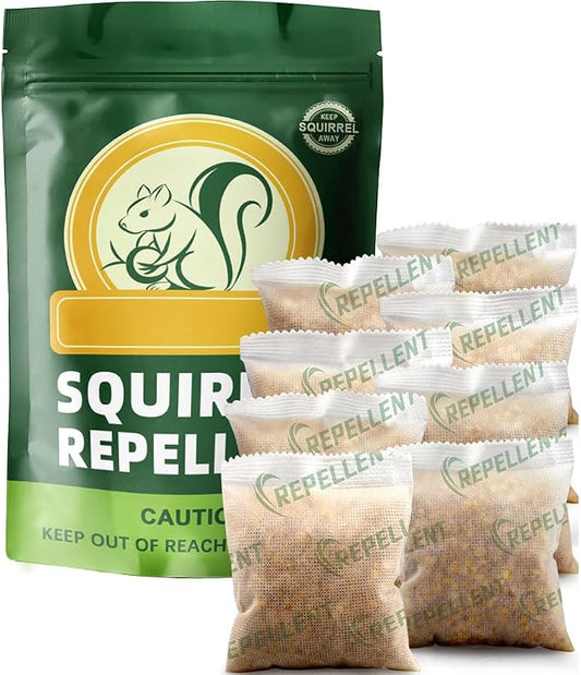 Squirrel Repellent Outdoor, Chipmunk Repellent Outdoor, Squirrel Deterrent for Garden, Trees & Yard, Covers Up to 120 sq ft, Safe for Family&Pets, 60 Days Protection - 8 Packs