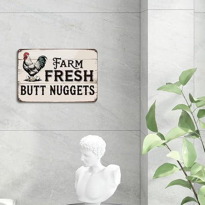 mmiishe Chicken Coop Accessories Funny Metal Signs Vintage Chicken Gifts for Farmers Coop Garden Kitchen Fences Gate Retro Wall Art Rustic Decor Birthday Anniversary Decoration Metal Tin Sign
