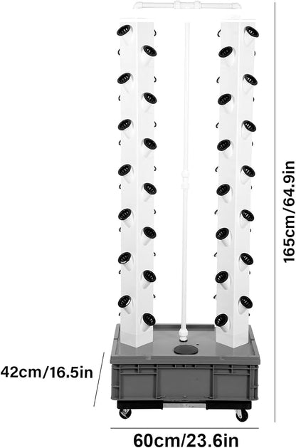 Hydroponic Tower, 14-Layer Hydroponics Growing System Kit with 70 Slots, Vertical Garden System with 20L Water Tank and Pump for Indoor Outdoor Home, Balcony & Patio (56 Slots)