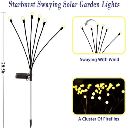 ZFNN Solar Garden Lights Outdoor, 10 Pack 60 LED Solar Firefly Lights, Swaying Waterproof Garden Decor for Yard Patio Pathway Lawn Gardening Gifts