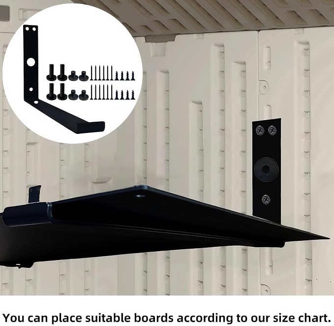 Shelf Brackets for Suncast Sheds,Iron Shelf Accessory Outdoor Sheds Storage,with EZ Bolt Assembly,Brackets Only (4)